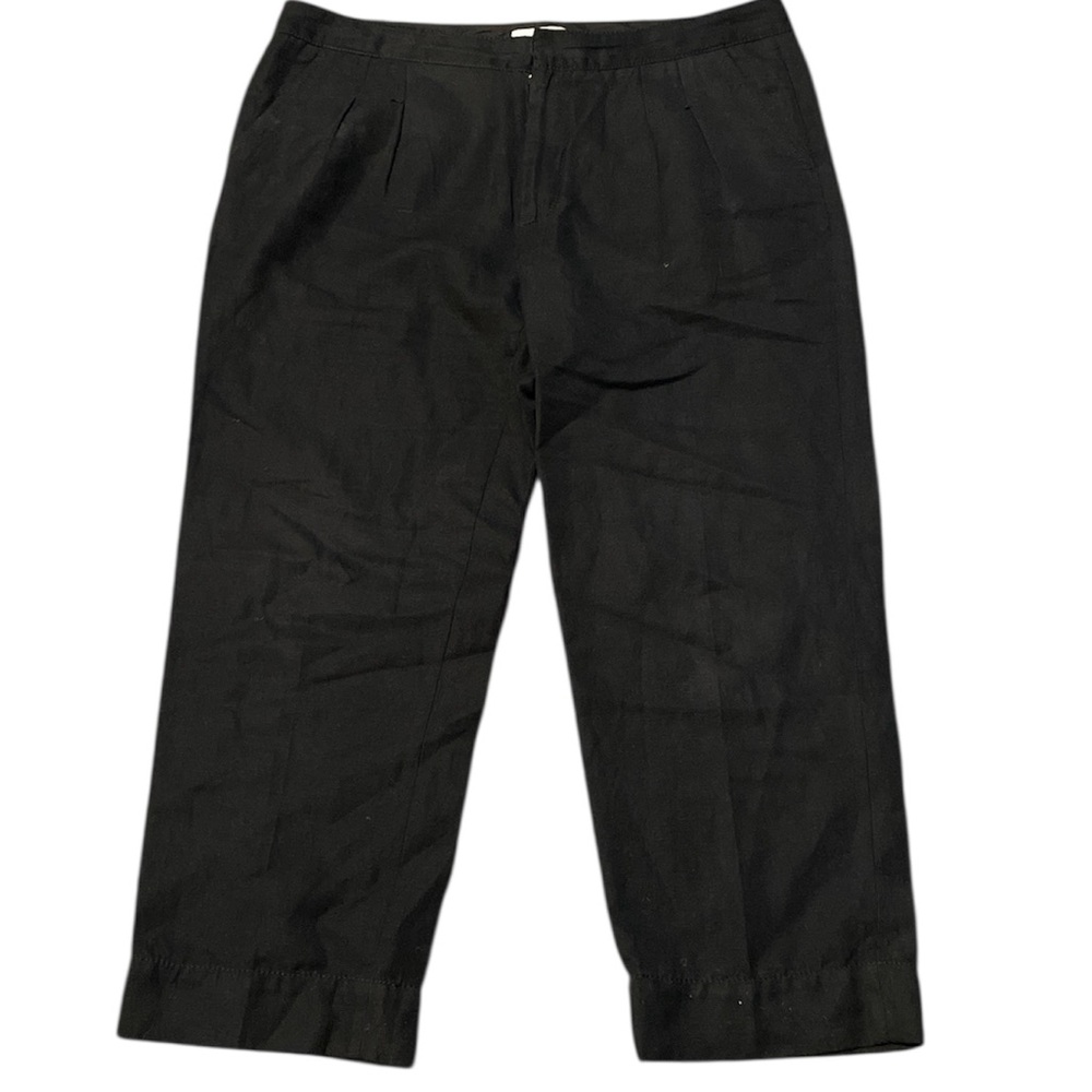 Calvin Klein Black linen blend front pleated ankle/cropped pants